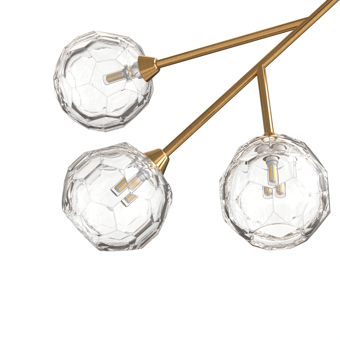 YANSUN 12-Light Chandelier with Clear Glass Shades, Brushed Copper Finish, Traditional Crystal Style, Adjustable Hanging Rods