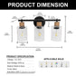 YANSUN 3-Light Vanity Mirror Light with Wavy Glass Shades, Jute Rope Accents, Matte Black Finish, 17.3-Inch Width