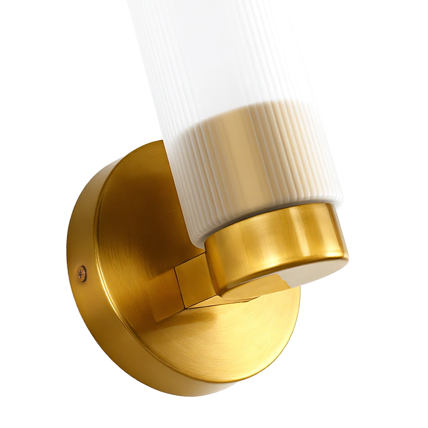 YANSUN 4.1 in. 1-Light Striped Frosted Glass Wall Sconce, Copper Finish Metal, 2-Pack, E26 Bulb Not Included