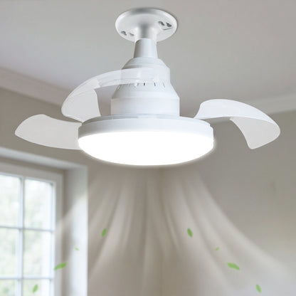 YANSUN 16 in 3-Blade Hidden Fan Blade Ceiling Light with APP Control and Extension Rod, Black, E26/E27, 85-265V