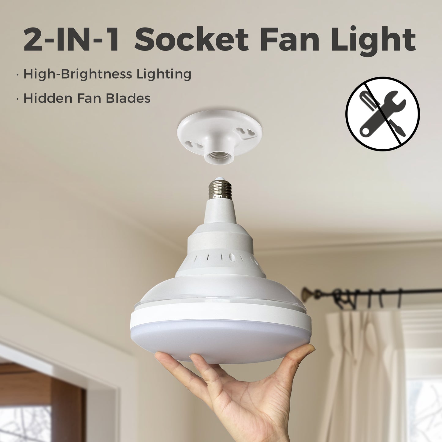 YANSUN 16 in 3-Blade Hidden Fan Blade Ceiling Light with APP Control and Extension Rod, Black, E26/E27, 85-265V
