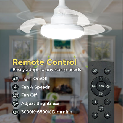 YANSUN 16 in 3-Blade Hidden Fan Blade Ceiling Light with APP Control and Extension Rod, Black, E26/E27, 85-265V