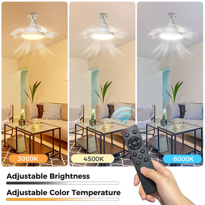 YANSUN 16 in 3-Blade Hidden Fan Blade Ceiling Light with APP Control and Extension Rod, Black, E26/E27, 85-265V