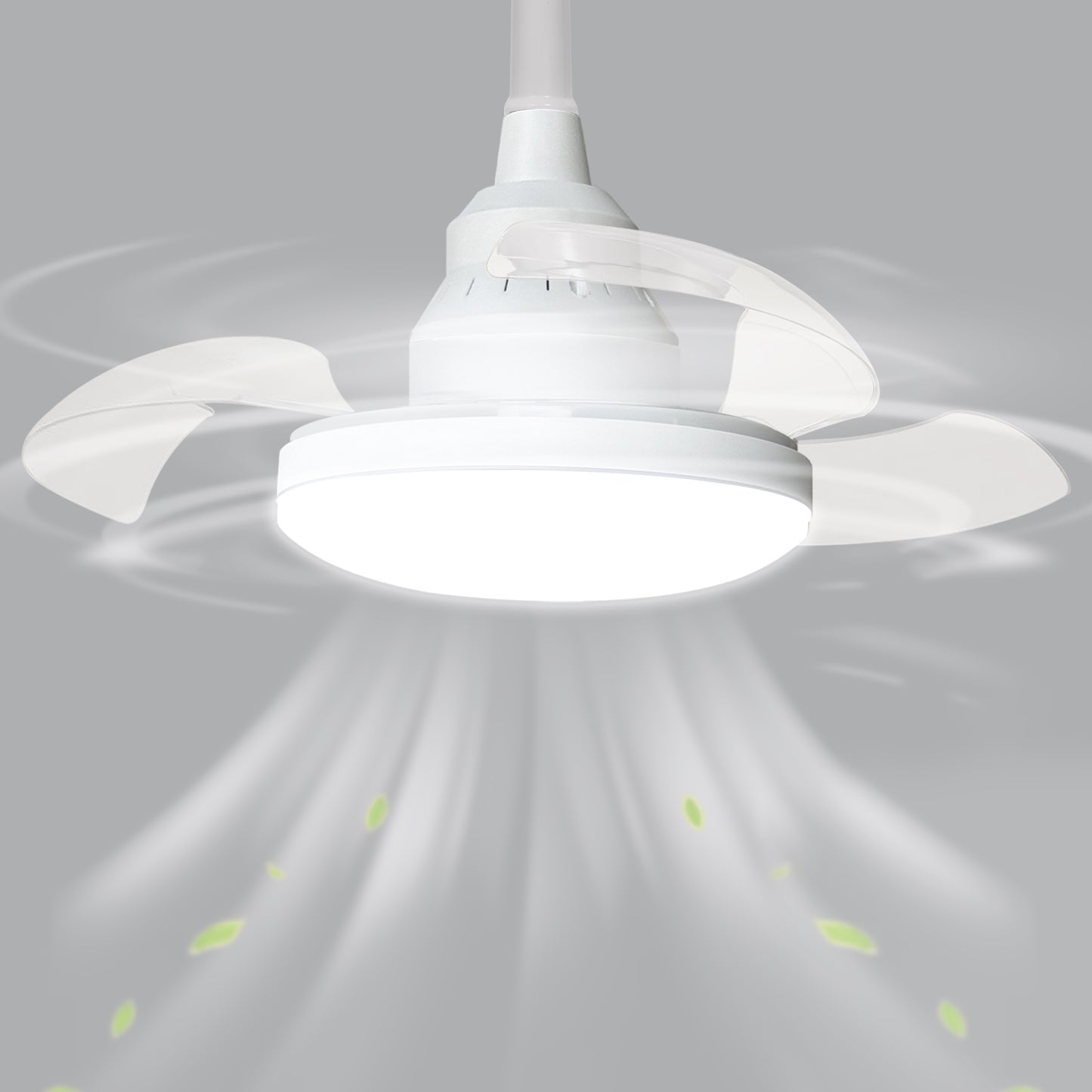 YANSUN 16 in 3-Blade Hidden Fan Blade Ceiling Light with APP Control and Extension Rod, Black, E26/E27, 85-265V