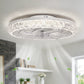 YANSUN 19 in. 15W 7-Blade White Crystal Ceiling Fan with Stepless Dimming and Night Light, Brightness Adjustment 3000 to 6500K