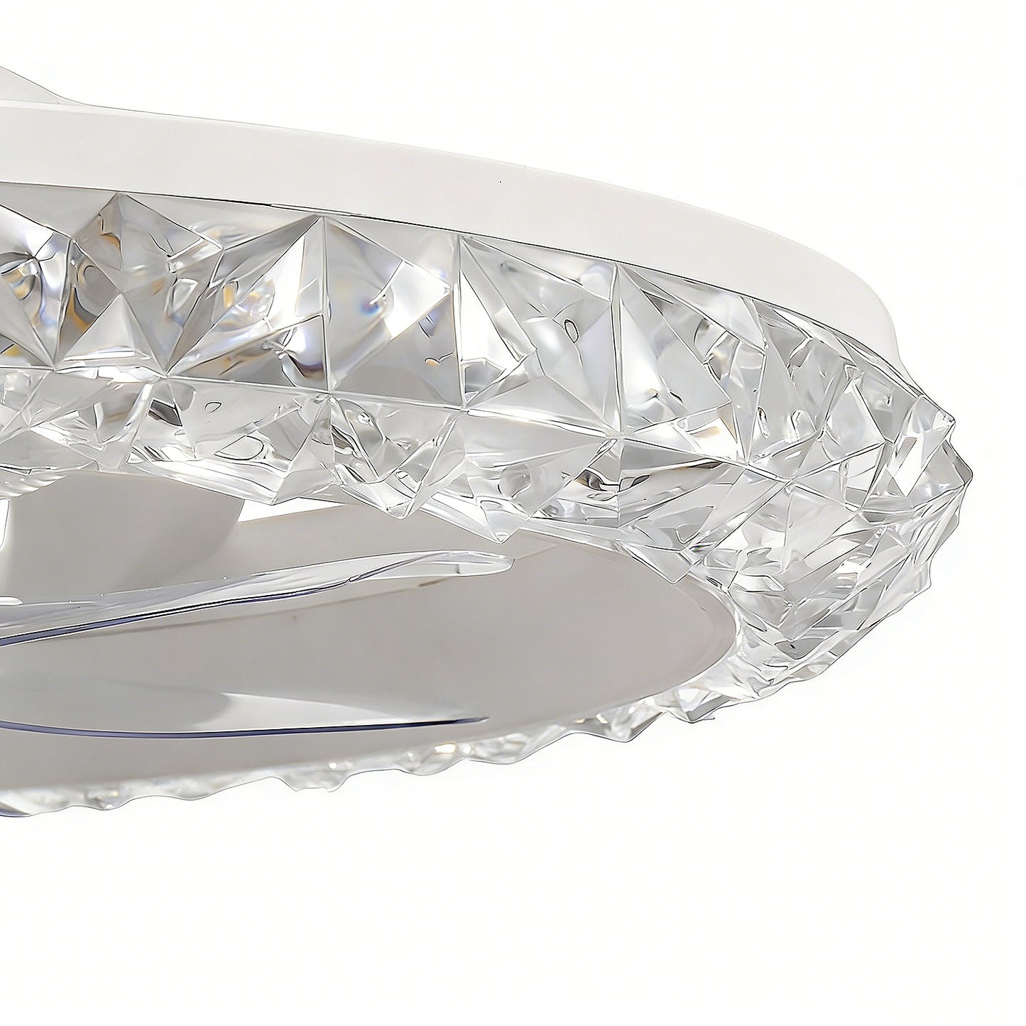 YANSUN 19 in. 15W 7-Blade White Crystal Ceiling Fan with Stepless Dimming and Night Light, Brightness Adjustment 3000 to 6500K
