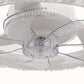 YANSUN 19 in. 15W 7-Blade White Crystal Ceiling Fan with Stepless Dimming and Night Light, Brightness Adjustment 3000 to 6500K