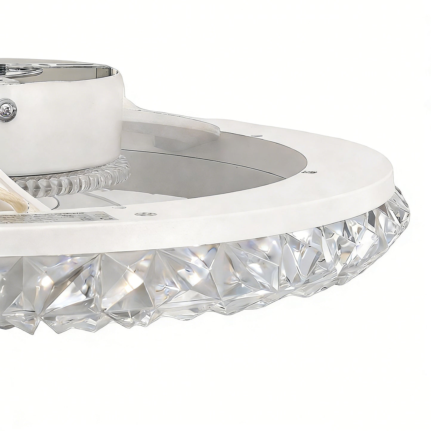 YANSUN 19 in. 15W 7-Blade White Crystal Ceiling Fan with Stepless Dimming and Night Light, Brightness Adjustment 3000 to 6500K