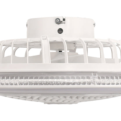 YANSUN 19in LED Ceiling Fan with Light, 5 Blades, Remote Control, Stepless Dimming, 3000K-6500K, Gray & White