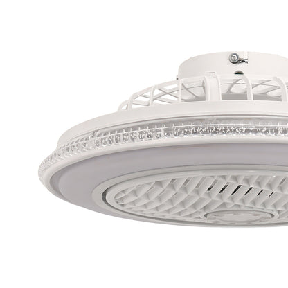 YANSUN 19in LED Ceiling Fan with Light, 5 Blades, Remote Control, Stepless Dimming, 3000K-6500K, Gray & White