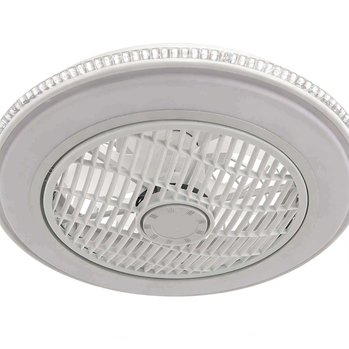 YANSUN 19in LED Ceiling Fan with Light, 5 Blades, Remote Control, Stepless Dimming, 3000K-6500K, Gray & White