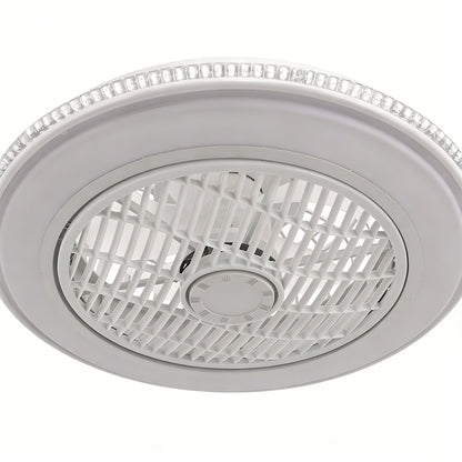 YANSUN 19in LED Ceiling Fan with Light, 5 Blades, Remote Control, Stepless Dimming, 3000K-6500K, Gray & White