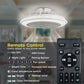 YANSUN 19in LED Ceiling Fan with Light, 5 Blades, Remote Control, Stepless Dimming, 3000K-6500K, Gray & White