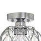 YANSUN 7.1 in. 1-Light Semi Flush Mount Ceiling Light, Triangular Crystal, Matte Black Cross Metal Shade, Chrome Finish, E26
