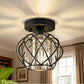 YANSUN 7.1 in. 1-Light Matte Black Motion Sensor Semi Flush Mount Ceiling Light with Crystal Shade Modern Ceiling Light Fixtur