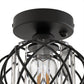 YANSUN 7.1 in. 1-Light Matte Black Motion Sensor Semi Flush Mount Ceiling Light with Crystal Shade Modern Ceiling Light Fixtur