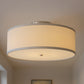 YANSUN 16 in. 2-Light Drum White Semi Flush Mount Ceiling Light with Fabric and Acrylic Shade for Living Room, Hallway, Bedroom