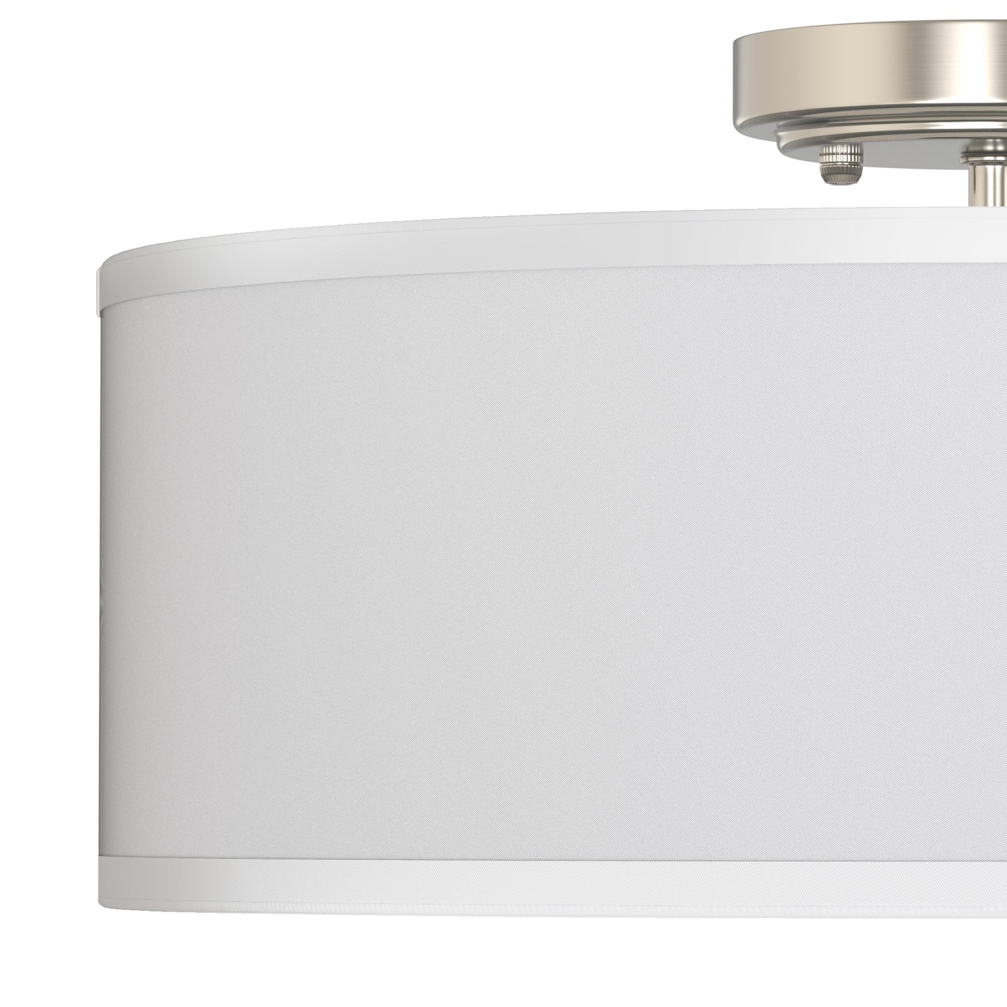 YANSUN 16 in. 2-Light Drum White Semi Flush Mount Ceiling Light with Fabric and Acrylic Shade for Living Room, Hallway, Bedroom