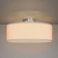 YANSUN 16 in. 2-Light Drum White Semi Flush Mount Ceiling Light with Fabric and Acrylic Shade for Living Room, Hallway, Bedroom