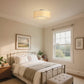 YANSUN 16 in. 2-Light Drum White Semi Flush Mount Ceiling Light with Fabric and Acrylic Shade for Living Room, Hallway, Bedroom