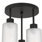 YANSUN 15 in. 3-Light Black Industrial Semi Flush Mount, Cluster Ceiling with White Glass Shades for Kitchen, Dining Room