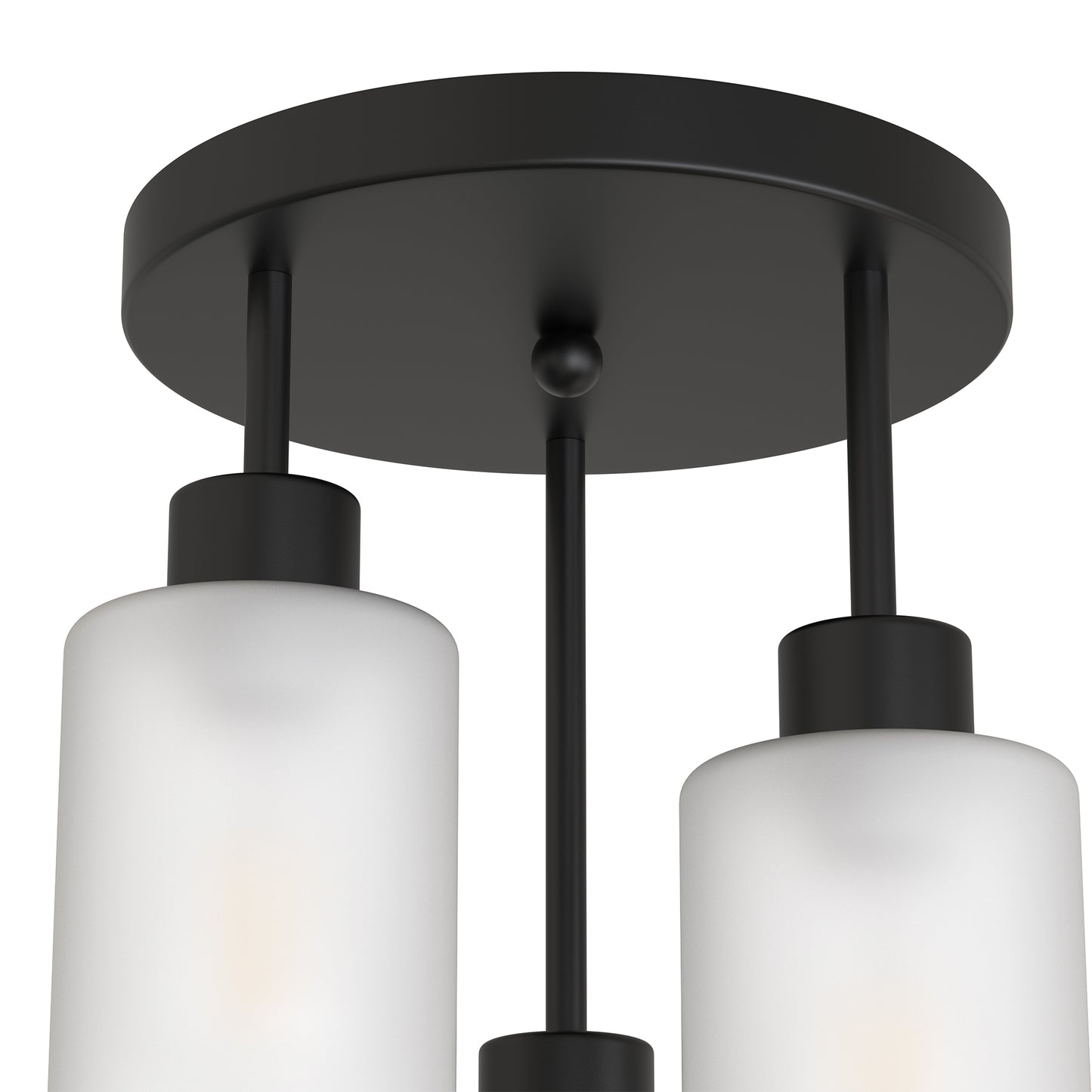 YANSUN 15 in. 3-Light Black Industrial Semi Flush Mount, Cluster Ceiling with White Glass Shades for Kitchen, Dining Room