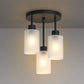 YANSUN 15 in. 3-Light Black Industrial Semi Flush Mount, Cluster Ceiling with White Glass Shades for Kitchen, Dining Room