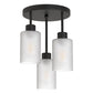 YANSUN 15 in. 3-Light Black Industrial Semi Flush Mount, Cluster Ceiling with White Glass Shades for Kitchen, Dining Room