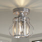 YANSUN 7.1-Inch Semi-Flush Mount Ceiling Light, Triangular Crystal Bars, Chrome Finish, Traditional Design