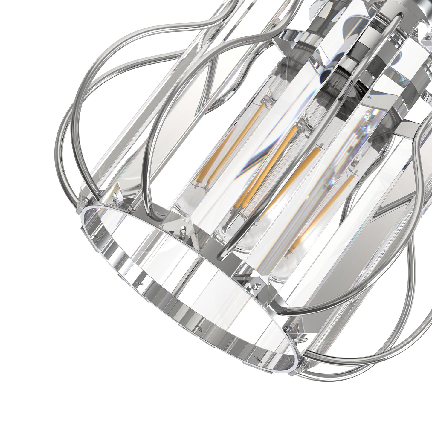 YANSUN 7.1-Inch Semi-Flush Mount Ceiling Light, Triangular Crystal Bars, Chrome Finish, Traditional Design