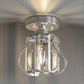 YANSUN 7.1-Inch Semi-Flush Mount Ceiling Light, Triangular Crystal Bars, Chrome Finish, Traditional Design