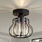 YANSUN 7.1-Inch Semi-Flush Mount Ceiling Light, Triangular Crystal Bars, Matte Black Finish, Modern Design