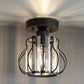 YANSUN 7.1in Semi Flush Mount Ceiling Light with Triangular Crystal Design, Matte Black Metal + Crystal