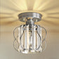 YANSUN 7.1in Chrome Crystal Semi Flush Mount Ceiling Light E26 Modern Hallway Ceiling Fixture with Triangle Crystal Accents