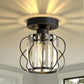 YANSUN Black Corridor Semi Flush Ceiling Light with Triangular Crystal Strips 7.1in E26 Bulb Not Included