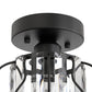 YANSUN 7.1-Inch Semi-Flush Mount Ceiling Light, Triangular Crystal Bars, Interwoven Metal Design, Matte Black Finish