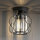 YANSUN 7.1-Inch Semi-Flush Mount Ceiling Light, Triangular Crystal Bars, Interwoven Metal Design, Matte Black Finish