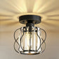 YANSUN Black Corridor Semi Flush Ceiling Light with Triangular Crystal Strips 7.1in E26 Bulb Not Included