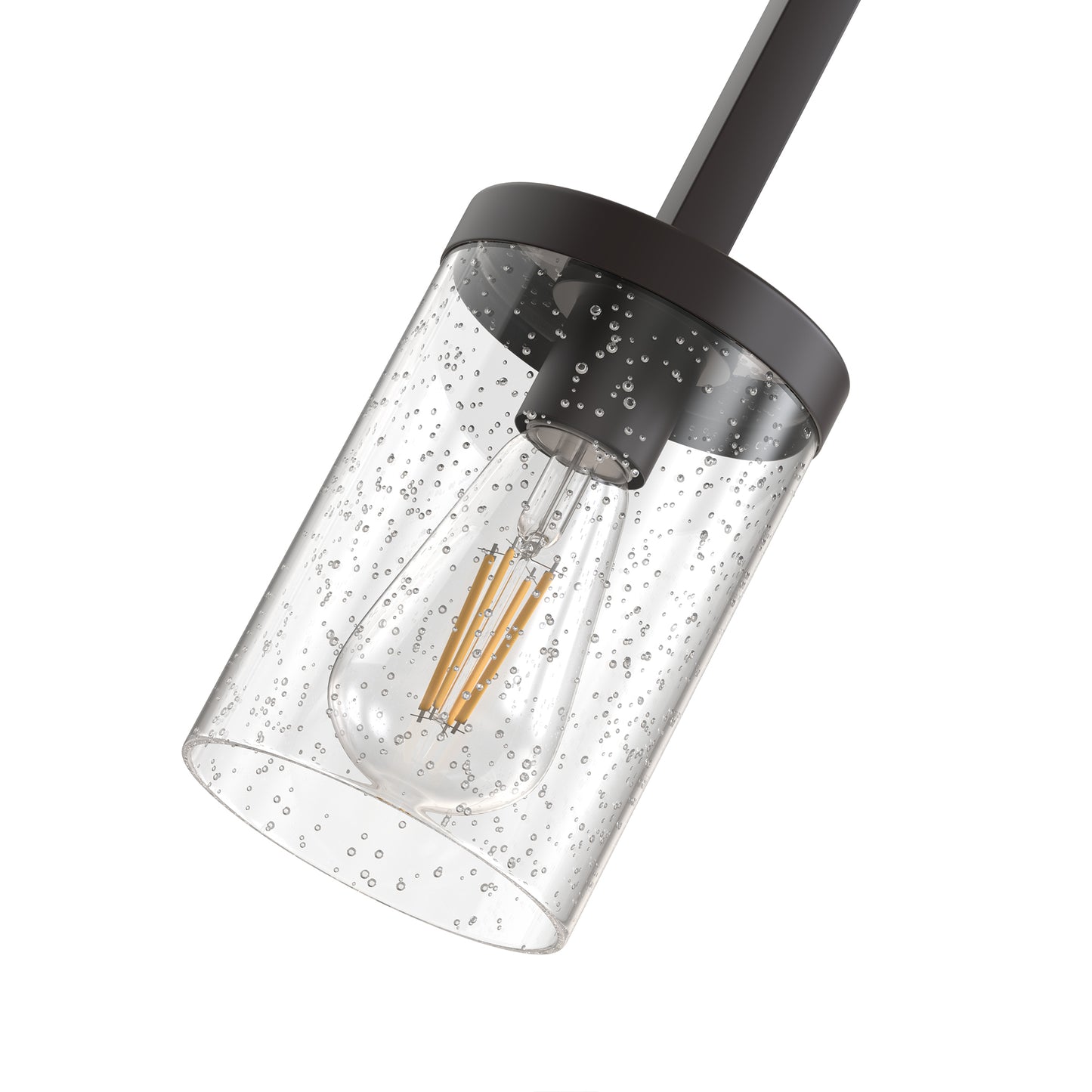 YANSUN Set of 2 Farmhouse Pendant Lights, Wood & Oil-Rubbed Bronze, Cylinder Glass Shades 4.7"x7.1", Adjustable Hanging Rods