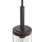 YANSUN Set of 2 Farmhouse Pendant Lights, Wood & Oil-Rubbed Bronze, Cylinder Glass Shades 4.7"x7.1", Adjustable Hanging Rods