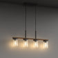 YANSUN 4-Light Island Pendant with Wood Accents, Oil-Rubbed Bronze Finish, Clear Glass Shades, Farmhouse Style