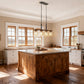 YANSUN 4-Light Island Pendant with Wood Accents, Oil-Rubbed Bronze Finish, Clear Glass Shades, Farmhouse Style