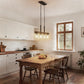 YANSUN 4-Light Island Pendant with Wood Accents, Oil-Rubbed Bronze Finish, Clear Glass Shades, Farmhouse Style