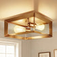 YANSUN 2-Light Square Flush Mount Ceiling Light, Brushed Copper Finish, Minimalist Frame Design, Modern Aesthetic