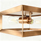 YANSUN 2-Light Square Flush Mount Ceiling Light, Brushed Copper Finish, Minimalist Frame Design, Modern Aesthetic