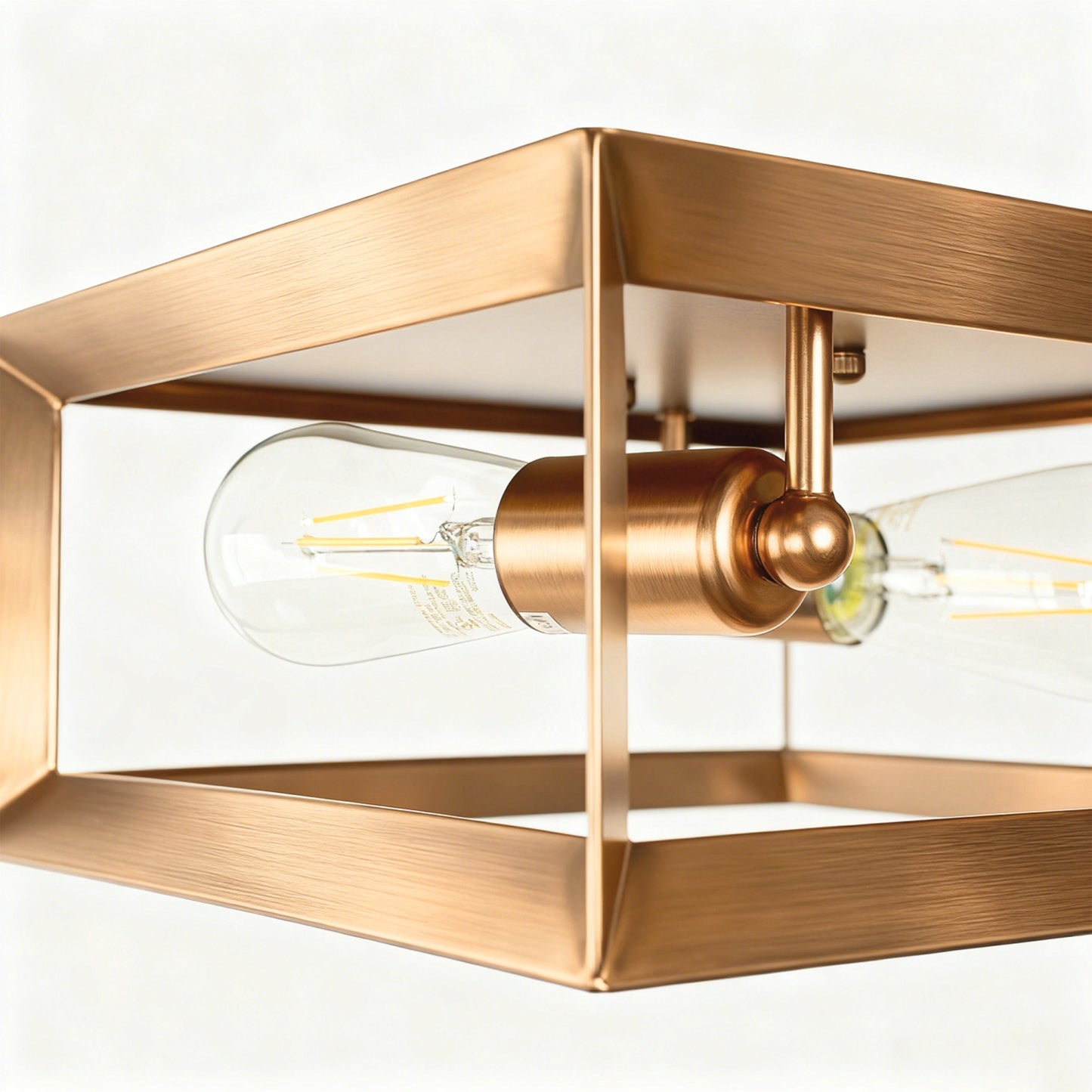 YANSUN 2-Light Square Flush Mount Ceiling Light, Brushed Copper Finish, Minimalist Frame Design, Modern Aesthetic