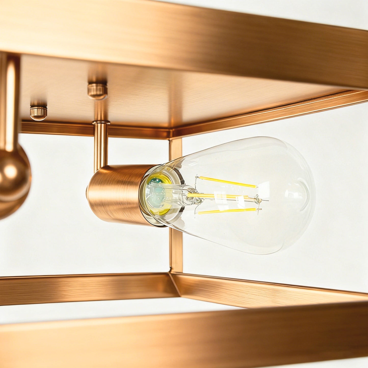 YANSUN 2-Light Square Flush Mount Ceiling Light, Brushed Copper Finish, Minimalist Frame Design, Modern Aesthetic