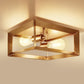 YANSUN 2-Light Square Flush Mount Ceiling Light, Brushed Copper Finish, Minimalist Frame Design, Modern Aesthetic