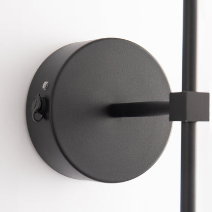 8 in. 1-Light Black Wall Sconce, Rechargeable Wall Sconce with Detachable Bulbs and Fabric Shade for Living Room(2-Pack??¡ìo?