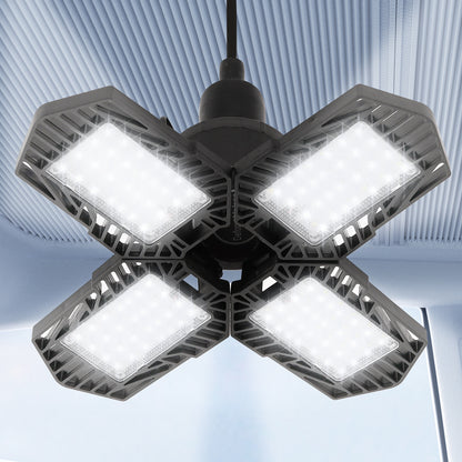 Ultra Bright Garage LED Light ??¡§?C 60W, Adjustable 4-Leaf Panels, 6500K Daylight, Tool-Free Install